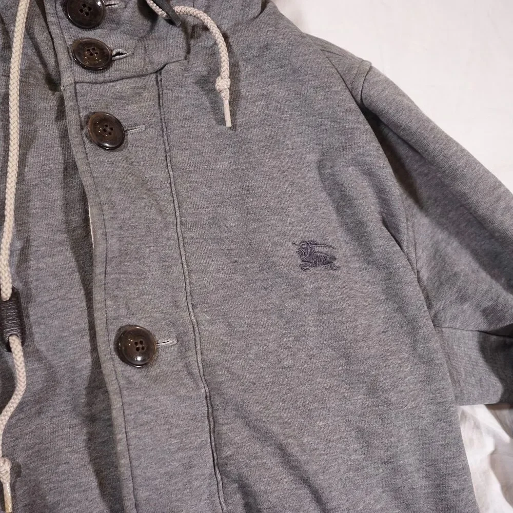 Burberry Black Label Hoodie Button Up Vintage Y2K Plaid Size 3 Distressed - Picture 3 of 8